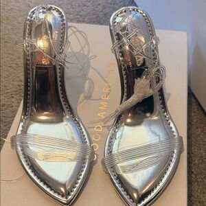 Good American Metallic Silver Heels